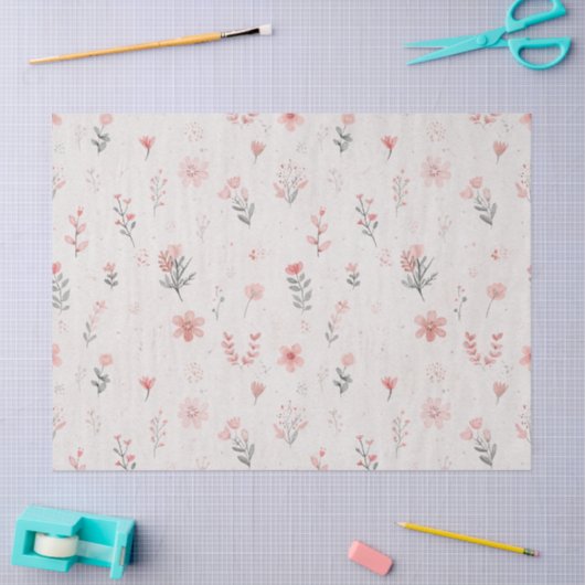 Soft Blush Floral Pattern Tissue Paper Tissuepapier (Craft)
