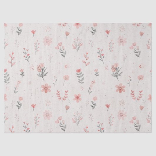 Soft Blush Floral Pattern Tissue Paper Tissuepapier (Voorkant)