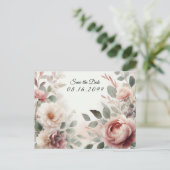 Soft Blush Floral Peony en Roos Serenade Feestdagenkaart (Staand voorkant)