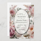 Soft Blush Floral Peony en Roos Serenade Kaart (Voorkant / Achterkant)