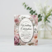 Soft Blush Floral Peony en Roos Serenade Kaart (Staand voorkant)