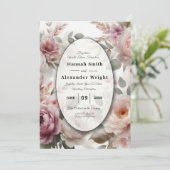 Soft Blush Floral Peony en Roos Serenade Kaart (Staand voorkant)