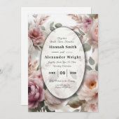 Soft Blush Floral Peony en Roos Serenade Kaart (Voorkant / Achterkant)