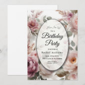 Soft Blush Floral Peony en Roos Serenade Kaart (Voorkant / Achterkant)