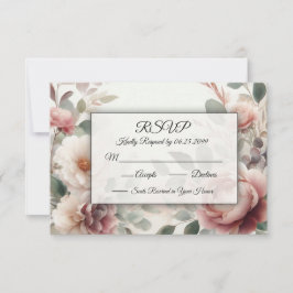 Soft Blush Floral Peony en Roos Serenade RSVP Kaartje
