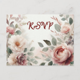 Soft Blush Floral Peony en Roos Serenade Uitnodiging Briefkaart