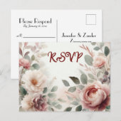 Soft Blush Floral Peony en Roos Serenade Uitnodiging Briefkaart (Voorkant / Achterkant)