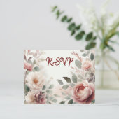 Soft Blush Floral Peony en Roos Serenade Uitnodiging Briefkaart (Staand voorkant)