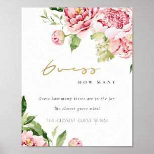 Soft Blush Floral Peony raadt hoeveel Kisses Poster