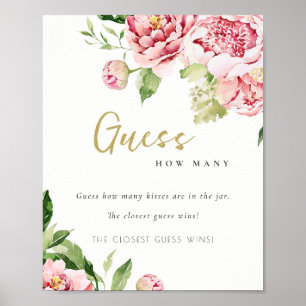 Soft Blush Floral Peony raadt hoeveel Kisses Poster