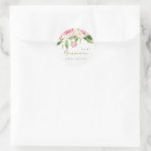 SOFT BLUSH FLORAL PEONY WATERVERF BABY SHOWER RONDE STICKER (Tas)