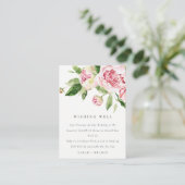 Soft Blush Floral Peony Wedding Wishing Well Informatiekaartje (Staand voorkant)