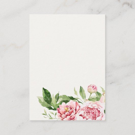 Soft Blush Floral Peony Wedding Wishing Well Informatiekaartje (Achterkant)