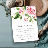 Soft Blush Floral Peony Wedding Wishing Well Informatiekaartje
