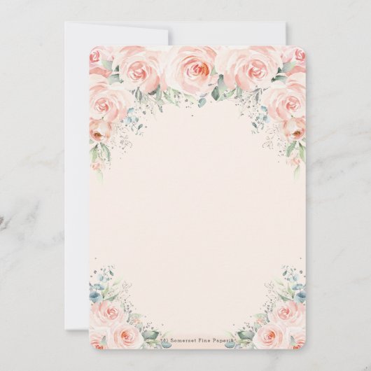 Soft Blush Floral Rozen Greenery 50th Birthday Kaart (Achterkant)