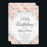 Soft Blush Floral Rozen Greenery 50th Birthday Kaart<br><div class="desc">Pas deze elegante verjaardagsuitnodiging gemakkelijk en snel aan. Klik eenvoudig de pas het verder knoop aan om de teksten uit te geven, doopvonten en doopvonten kleuren te veranderen. Met mooie waterverf, lichtroze rozen, zacht groen en zilver accent. Pas het aan voor OM HET EVEN WELKE LEEFTIJD! Overeenkomende objecten in voorraad....</div>