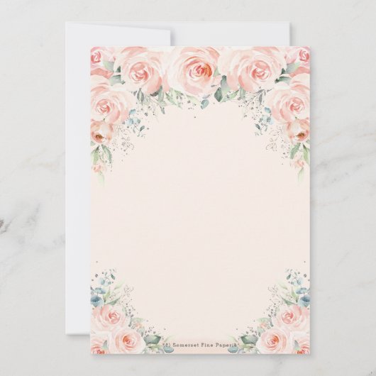 Soft Blush Floral Rozen Greenery 80th Birthday Kaart (Achterkant)