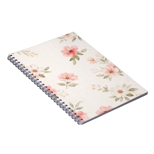 Soft Blush Floral Spiral Notebook Notitieboek (Rechterzijde)