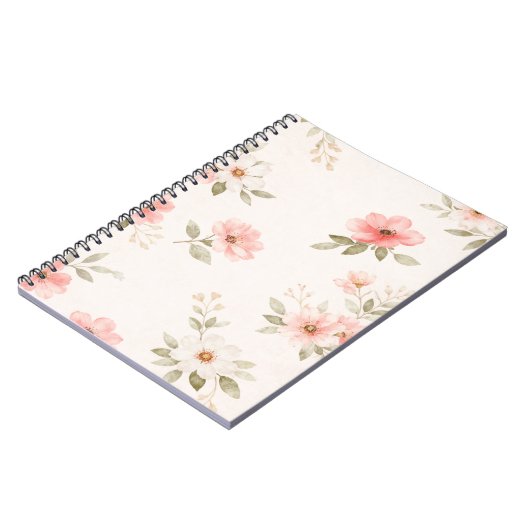 Soft Blush Floral Spiral Notebook Notitieboek (Linkerzijde)