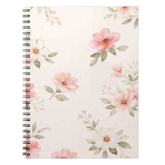 Soft Blush Floral Spiral Notebook Notitieboek (Voorkant)