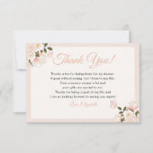 Soft Blush Floral-Themed Bridal Shower Bedankkaart (Voorkant)