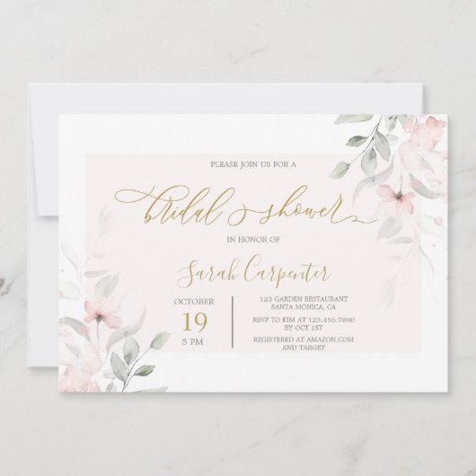 Soft Blush Floral Vrijgezellenfeest Kaart (Voorkant)