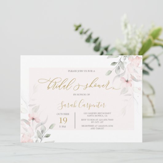 Soft Blush Floral Vrijgezellenfeest Kaart (Staand voorkant)