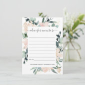SOFT BLUSH FLORAL WATERVERF ADVICE BABY SHOWER INFORMATIEKAARTJE (Staand voorkant)