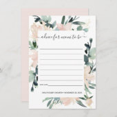 SOFT BLUSH FLORAL WATERVERF ADVICE BABY SHOWER INFORMATIEKAARTJE (Voorkant / Achterkant)