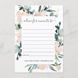 SOFT BLUSH FLORAL WATERVERF ADVICE BABY SHOWER INFORMATIEKAARTJE