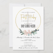 SOFT BLUSH FLORAL WATERVERF FIRST HOLY COMMUNION KAART (Voorkant)