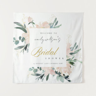 SOFT BLUSH FLORAL WATERVERF VRIJGEZELLENFEEST WELK WANDKLEED