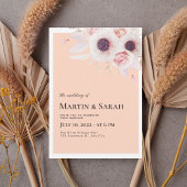 Soft Blush Floral Wedding Invitation Kaart
