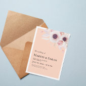 Soft Blush Floral Wedding Invitation Kaart