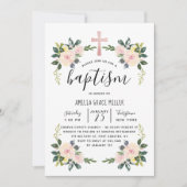 Soft Blush Florals Modern Baptism Invitation Bedankkaart (Voorkant)