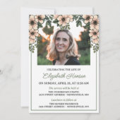 Soft Blush Flowers Photo Celebration of Life Kaart (Voorkant)