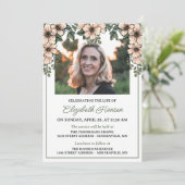 Soft Blush Flowers Photo Celebration of Life Kaart (Staand voorkant)