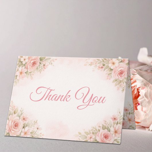Soft Blush Garden Baby Shower Folded Thank You Bedankkaart