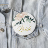 SOFT BLUSH GOLD FLORAL BUNCH WATERVERF BRIDE RONDE BUTTON 4,0 CM (In situ)