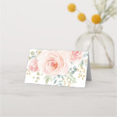 Soft Blush Gold Waterverf Bloemen Trouwdouche Plaatskaartje (Achterkant)