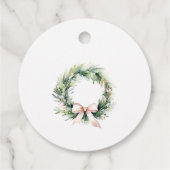 Soft Blush Green Christmas Krans Waterverf Bedankjes Labels (Achterkant)