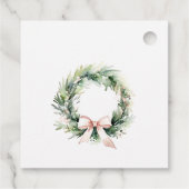 Soft Blush Green Christmas Krans Waterverf Bedankjes Labels (Achterkant)
