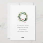 Soft Blush Green Christmas Krans Waterverf Feestdagenkaart (Achterkant)