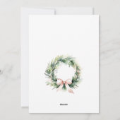 Soft Blush Green Christmas Krans Waterverf Feestdagenkaart (Achterkant)