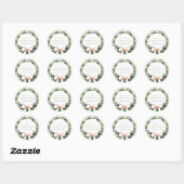 Soft Blush Green Christmas Krans Waterverf Ronde Sticker (Vel)