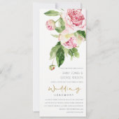 SOFT BLUSH GREEN FLORAL PEONY WATERVERF WEDING KAART (Voorkant)
