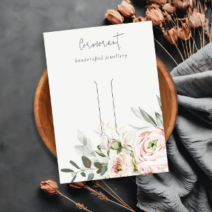 Soft Blush Green Peony Floral Hair Clip Holder Visitekaartje