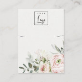 Soft Blush Green Peony Floral Logo Holder Visitekaartje (Voorkant)