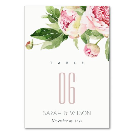 SOFT BLUSH GREEN PEONY FLORAL WATERVERF WEDING KAART (Achterkant)