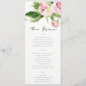SOFT BLUSH GREEN PEONY FLORAL WATERVERF WEDING MENU (Voorkant)